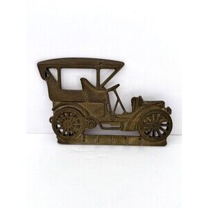 Vintage Brass Model T Car Automobile Wall Key Holder Gold 5 Hooks